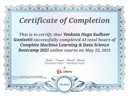 Complete Machine Learning & Data Science Bootcamp 2021